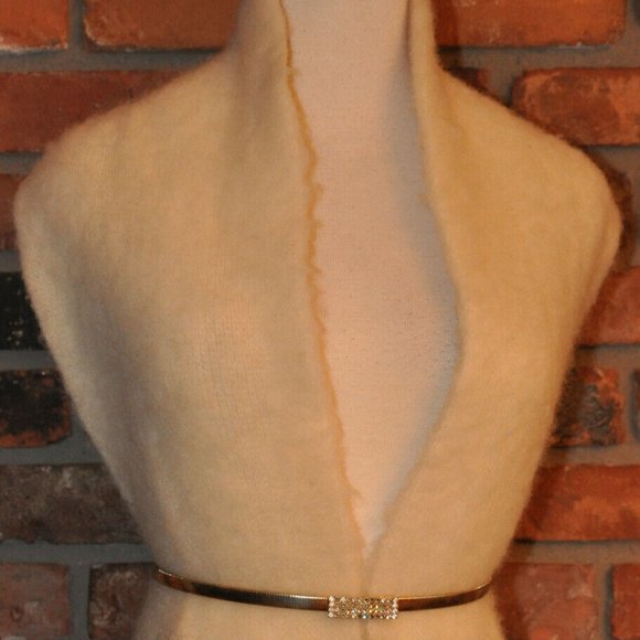 Vintage Hilda IVORY Grey Stripe Thick 100% WOOL KNIT WINTER Scarf ICELAND MINT - Picture 4 of 4